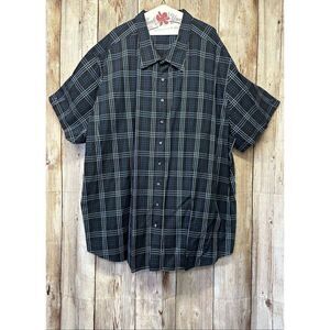 6XL SYNRGY Men’s Short Sleeve Collared Button Front Black Blue Striped Tshirt